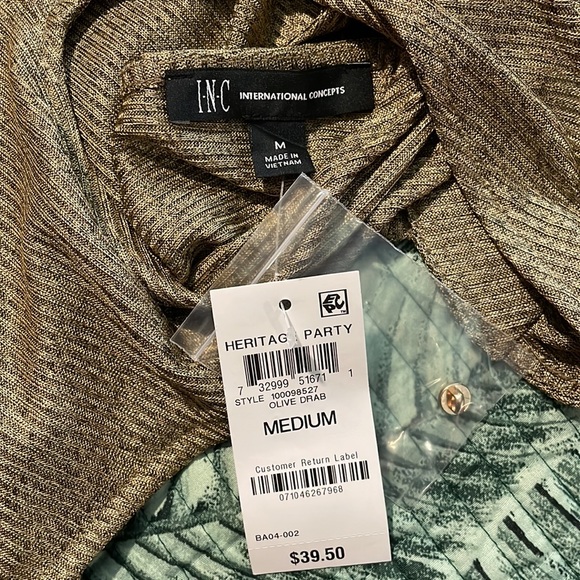 INC Gold Shirt Brand New Size M - Picture 2 of 2